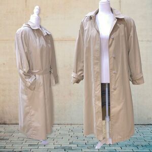 Trench Coat London Fog Single Breasted Hood Removable Upgraded Lining Sz 12P